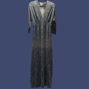 Vintage Hinge Blue Space Dyed Long Sleeve Maxi Sweater Dress